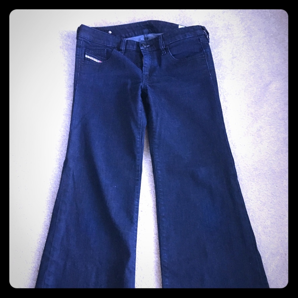 Diesel YBO Stretch flare bottom jeans.